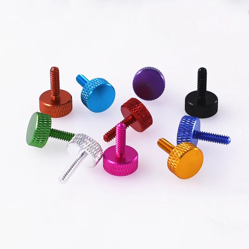 Knurled Thumb Screws – Aluminum Hand Grip Bolts, 6 - 32 & 1/4 - 20 UNC, 5mm–30mm, 10 Colors - HomeDIYer