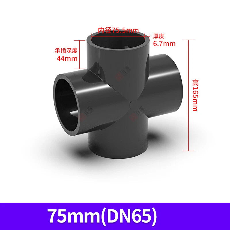 PVC UPVC 4-Way Water Supply Pipe Fittings Adapter Connector Joint ID 20mm-110mm
