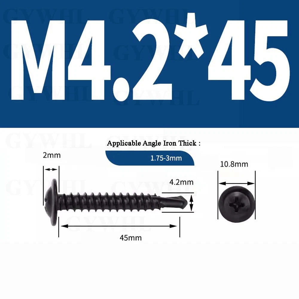 Black Self Drilling Wafer Head Screws Steel Self Tapping Screws for Metal Sheets