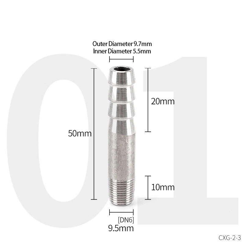 Stainless Steel Hose Barb Tail Fitting — BSP Male Thread Connector Adapter