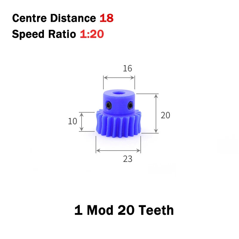 1 Module Nylon Precision Worm Gears 15 - 80 Teeth Worm Gear Wheel & Worm Shaft