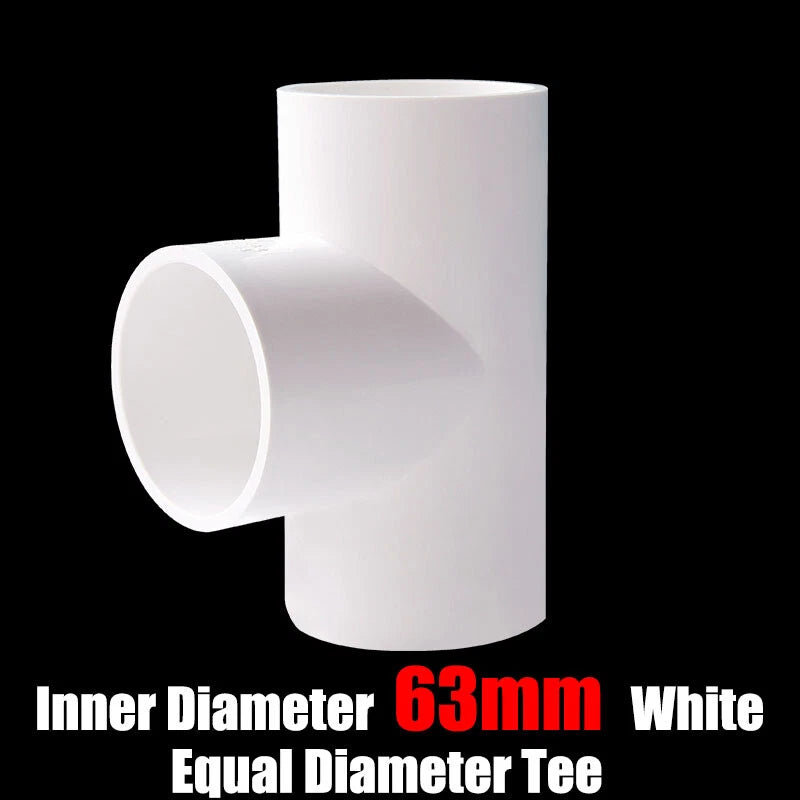 PVC 16mm-125mm Equal Tee Connector Socket Coupling Pressure Pipe Fittings White