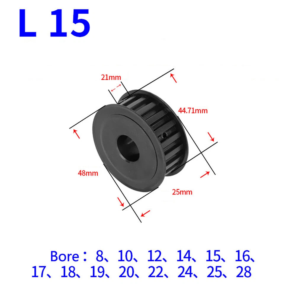 L-type 10T-30T Timing Belt Pulley Pitch 9.525mm With Keyway 45# Steel Width 21mm