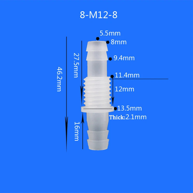 Male Thread Straight Elbow Plastic Hose Barbed Hose Bulkhead Union Connector