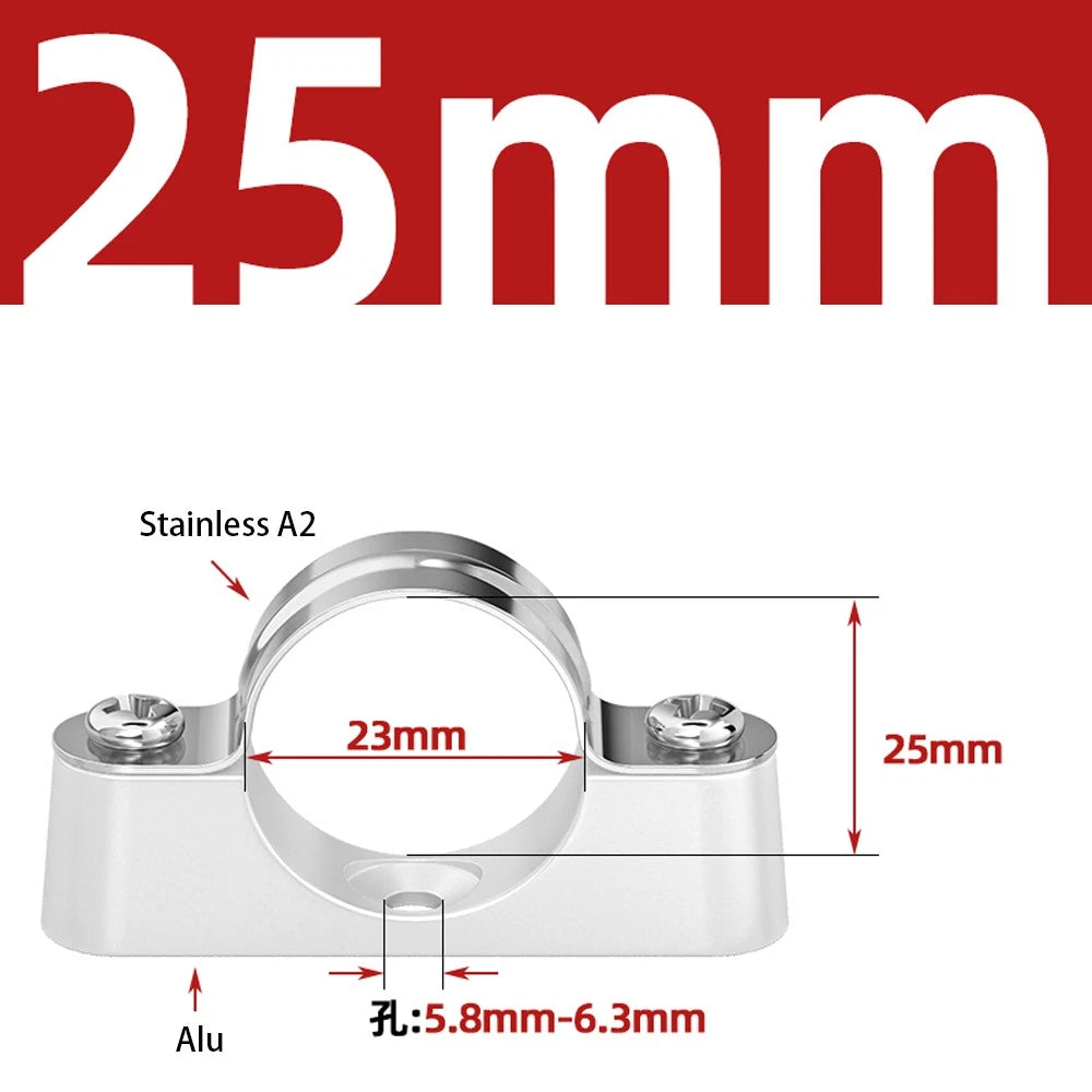 Stainless Steel Pipe Clamp Mount Support Brackets — Wall Fixing Base Fittings