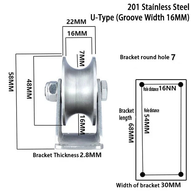 V/U/H Typ Single Wheel Pulley Block Sliding Gate Rollers Heavy Duty Caster Wheel