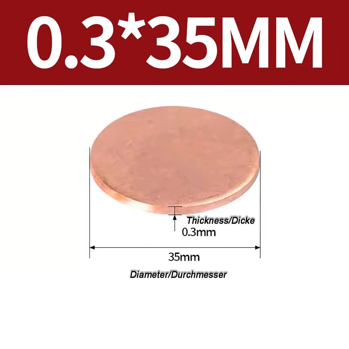 Solid Pure Copper Discs Blanks Round Plate Metal Sheet Thick 0.3~6mm Ø10mm~150mm - HomeDIYer