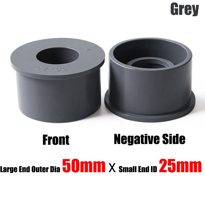20mm to 90mm PVC Pipe Eccentric Reducing Bushing Fittings Connector Joints Grey