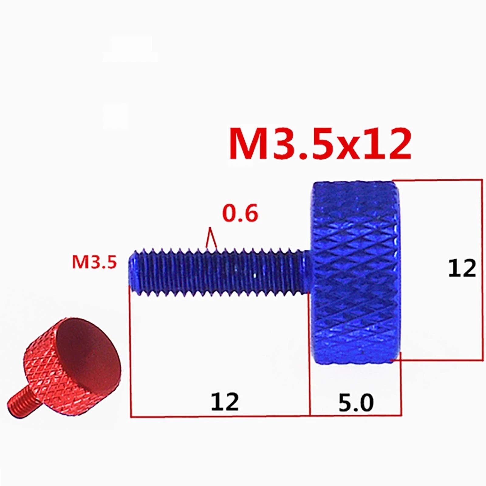 Colorful Thumb Knurled Screws M3 M3.5/6mm - 25mm Hand Tighten Grip Knob Bolts