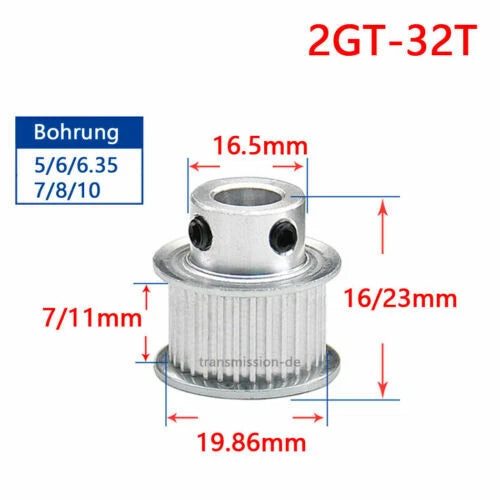 GT2 Timing Belt Pulley 16T - 100T Synchronous Wheel for 6 mm width Drive Belts