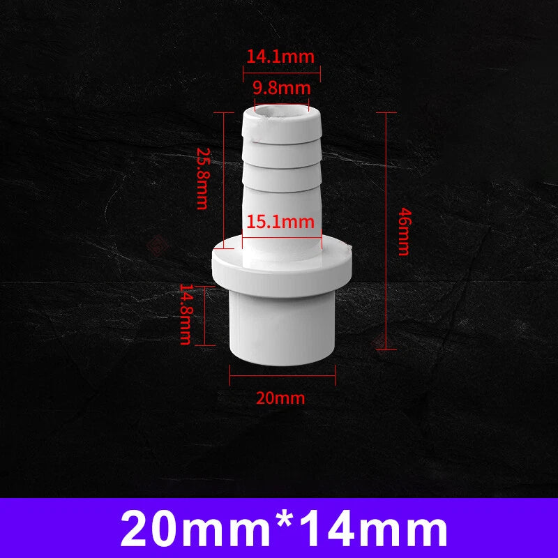 White Grey Pagoda PVC Pipe Connector Fittings 20 25mm Adapter To Hose OD 5~20mm