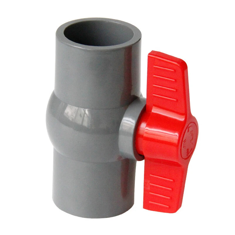 PVC Pipe Fittings 20mm-90mm Ball Valve Socket Solvent Weld-Female Thread Grey