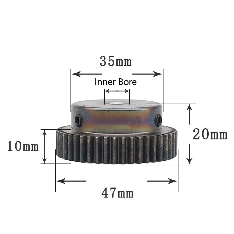 Steel 45# Mod 1 Spur Pinion Gear 40-80 Teeth Motor Gear 6-25mm Bore With Screw