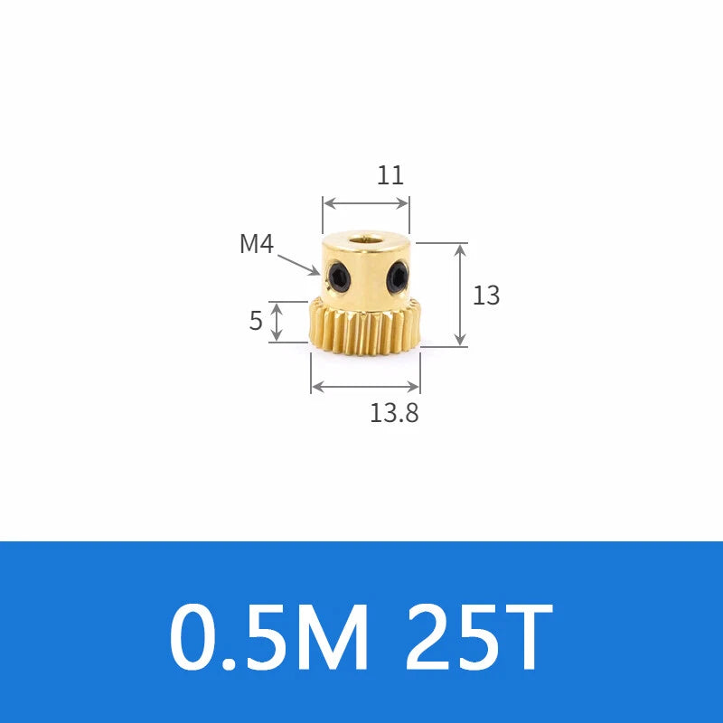 Brass Worm Wheel Gear 0.5/0.8/1/1.5 Module Transmission Gear Worm Rod Gear Shaft