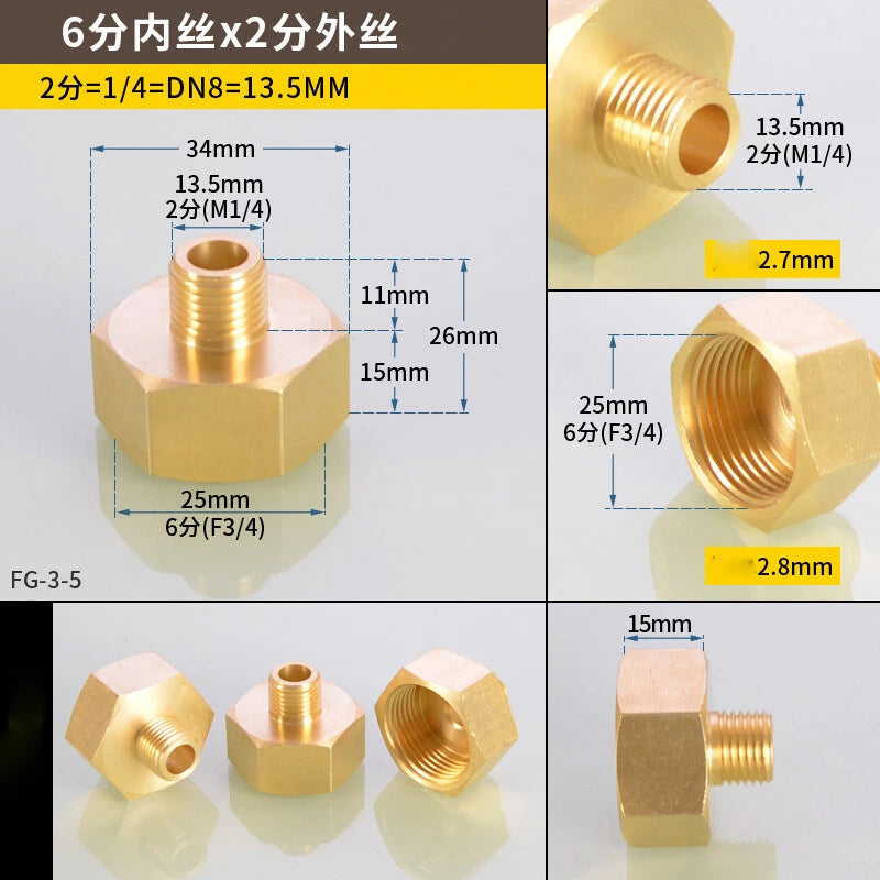 Hex Reducer Bushing Female to Male NPT Hose Fitting — 1/8" to 1" Sizes