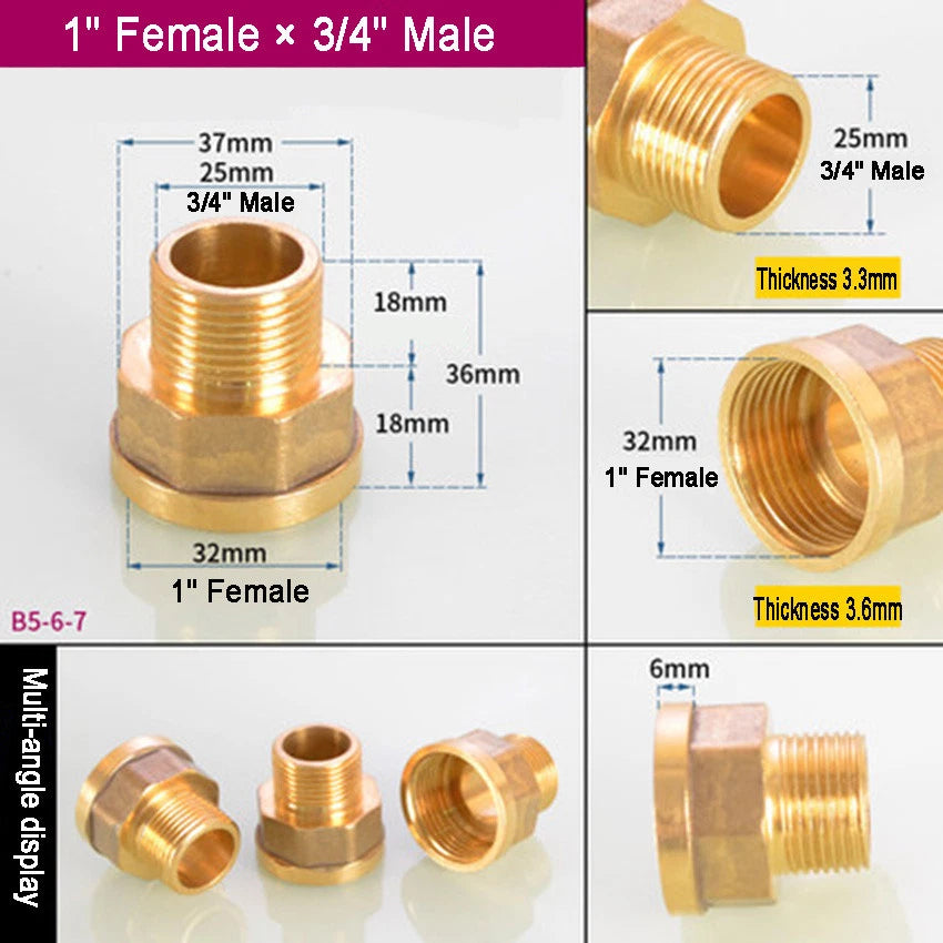 Brass BSP Reducing Bush — Male × Female Straight Pipe Fitting
