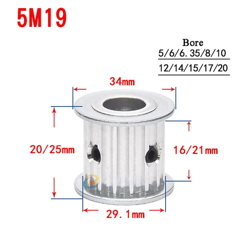HTD-5M 10T-60T Timing Belt Pulley AF-Type Bore 5-25mm, For 15mm Width Belt