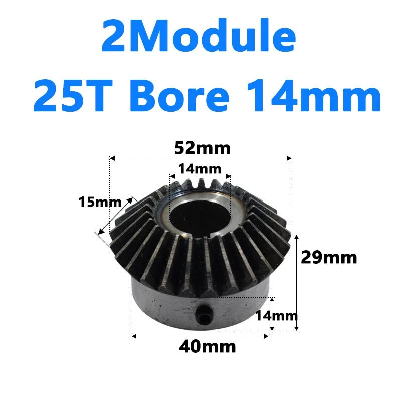 Bevel Gear 2 Module Ratio 1:1 Teeth 25 30 Bore Dia 10mm 12mm 14mm 15mm 16mm-28mm