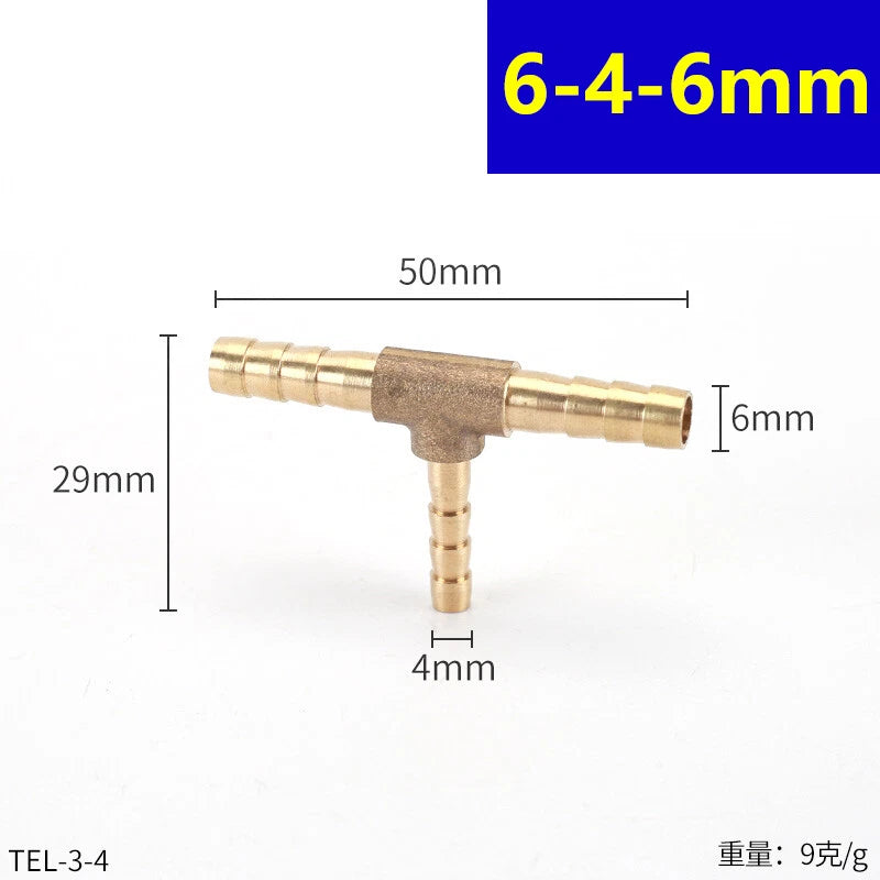 Brass Barbed T-Piece Hose Joiner Reducer Tee Connector — Air, Water & Fuel Fittings