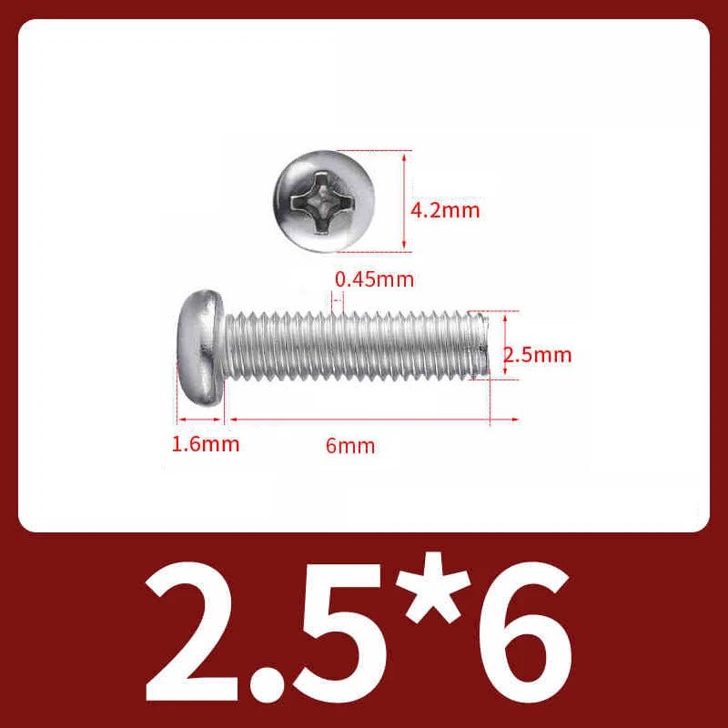 M2.5 Pozi Pan Head Machine Screws A2 Stainless Steel — Multiple Lengths - HomeDIYer