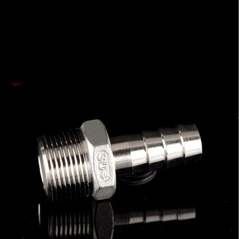 1/2" & 3/4" BSP Male Thread Hose Barb Tail Connector — Stainless Steel
