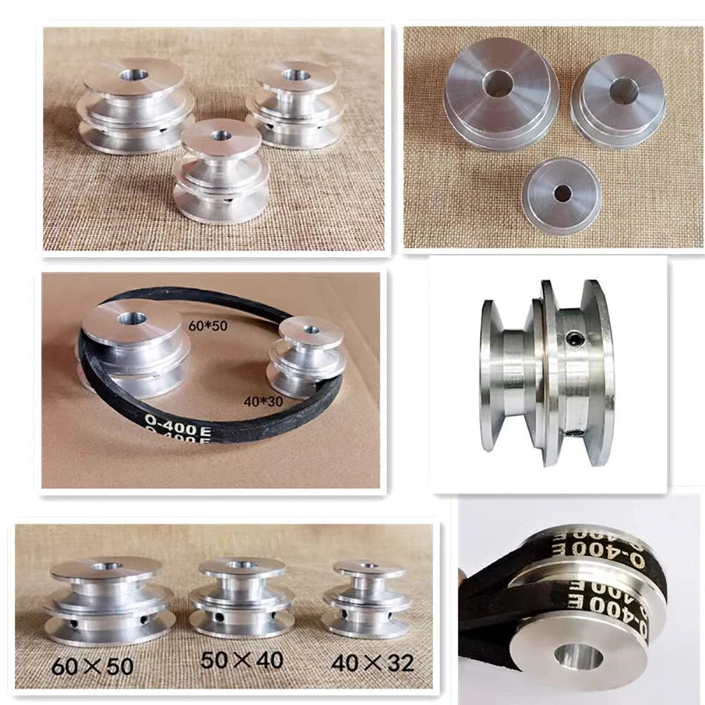 Aluminium Double Groove for O-Z V Belt Pulley Select Size 40mm, 50mm, 60mm OD