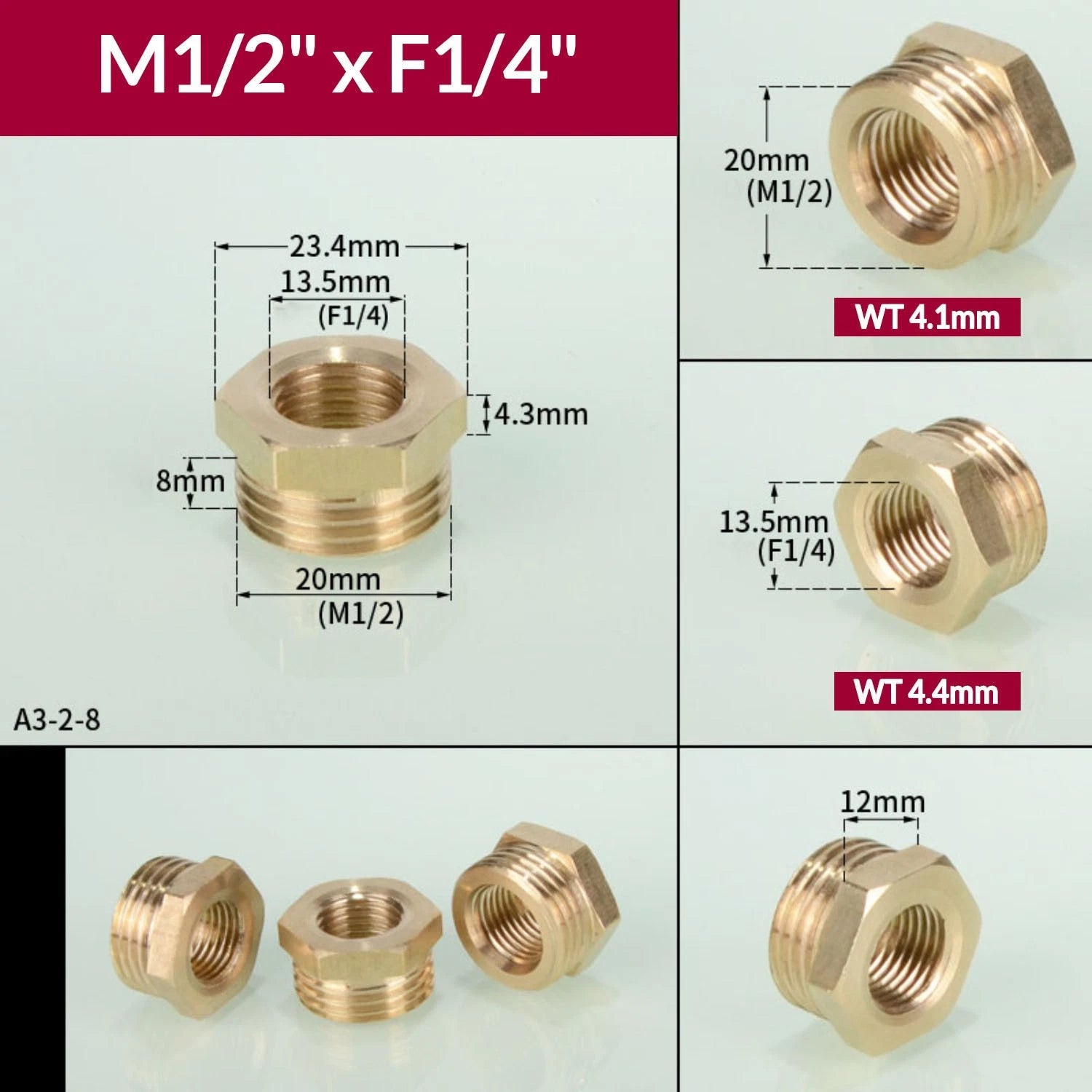 BSP Brass Reducing Hexagon Bush — Male to Female Thread Pipe Fittings