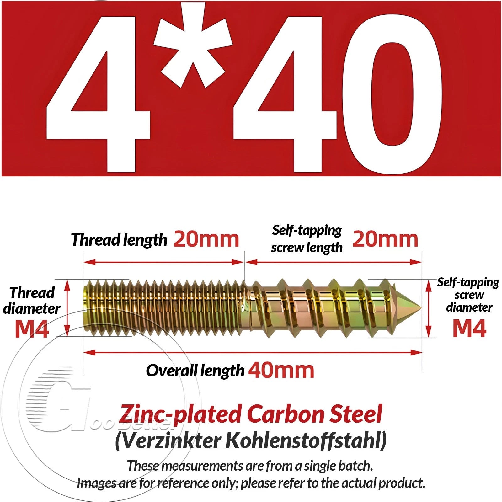 Galvanized Double-Ended Hanger Bolts M4 M5 M6 M8 M10, Wood-to-Metal Screws