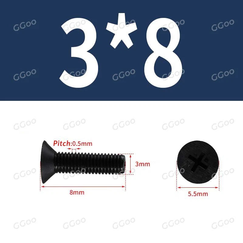 Nylon Countersunk Phillips Screws M2.5–M8, PA66 Non-Conductive Corrosion-Free