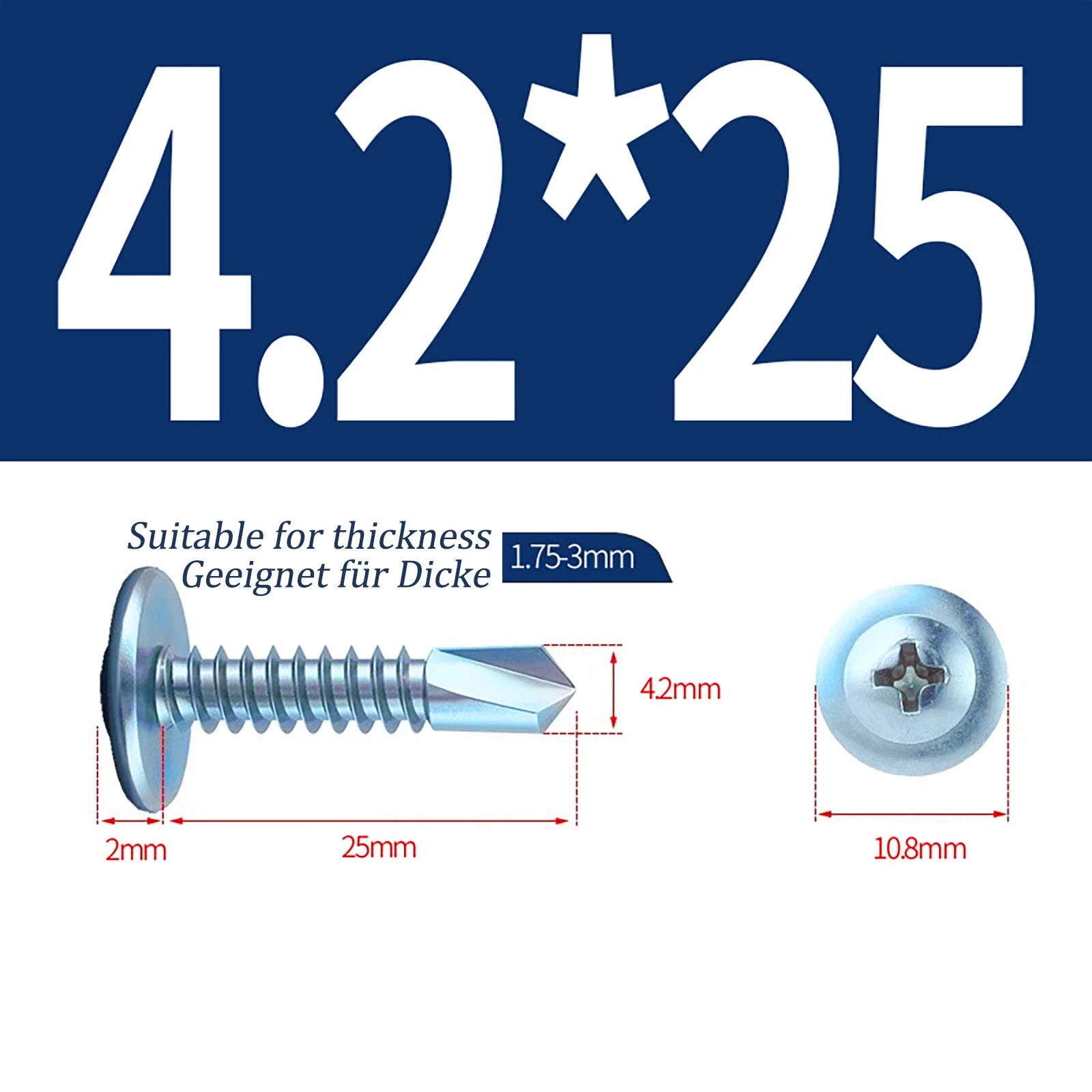 Self Drilling Wafer Head Screws – 304/410 Stainless & Galvanized Steel, M4.2 M4.8