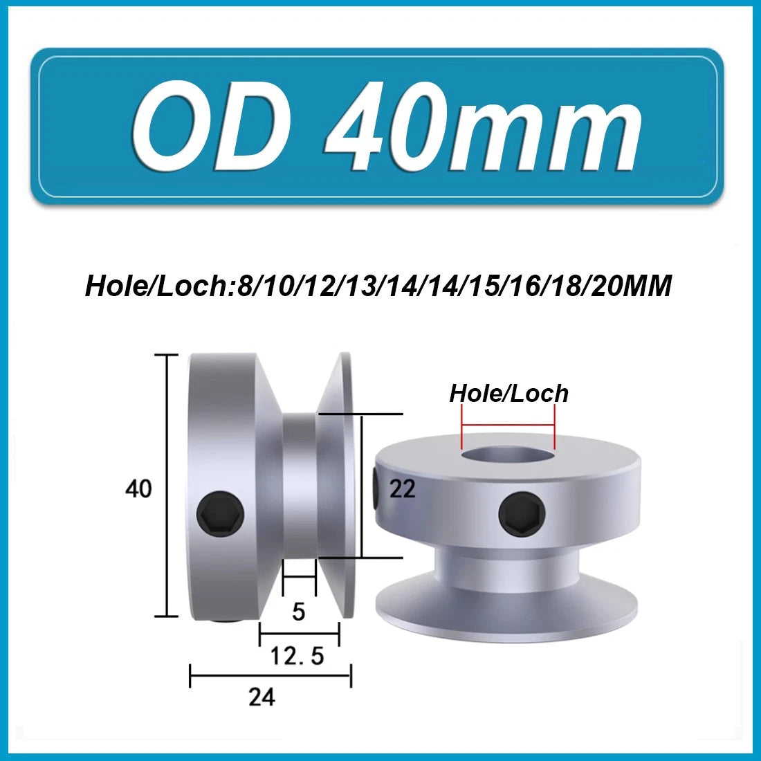 Aluminium Single-slot Belt Pulleys OD 40/50/60/80/100mm for A-type Triangle Belt