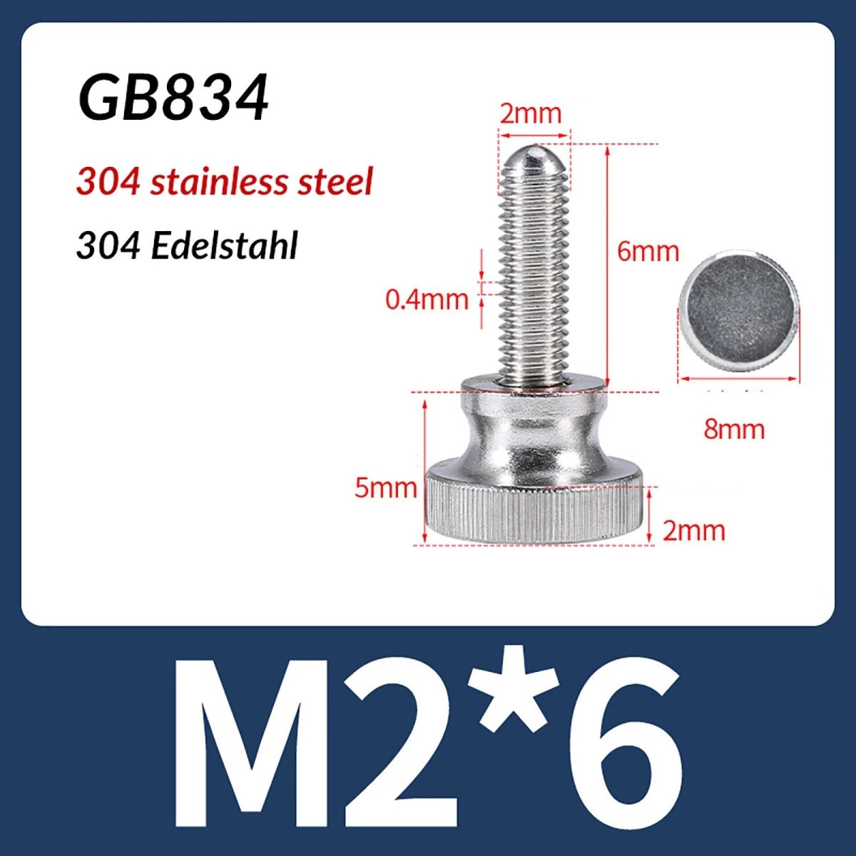 A2 Stainless Steel Knurled Thumb Screws – M2 to M10, Hand Turn Knob Bolts, 4 - 60mm Lengths - HomeDIYer
