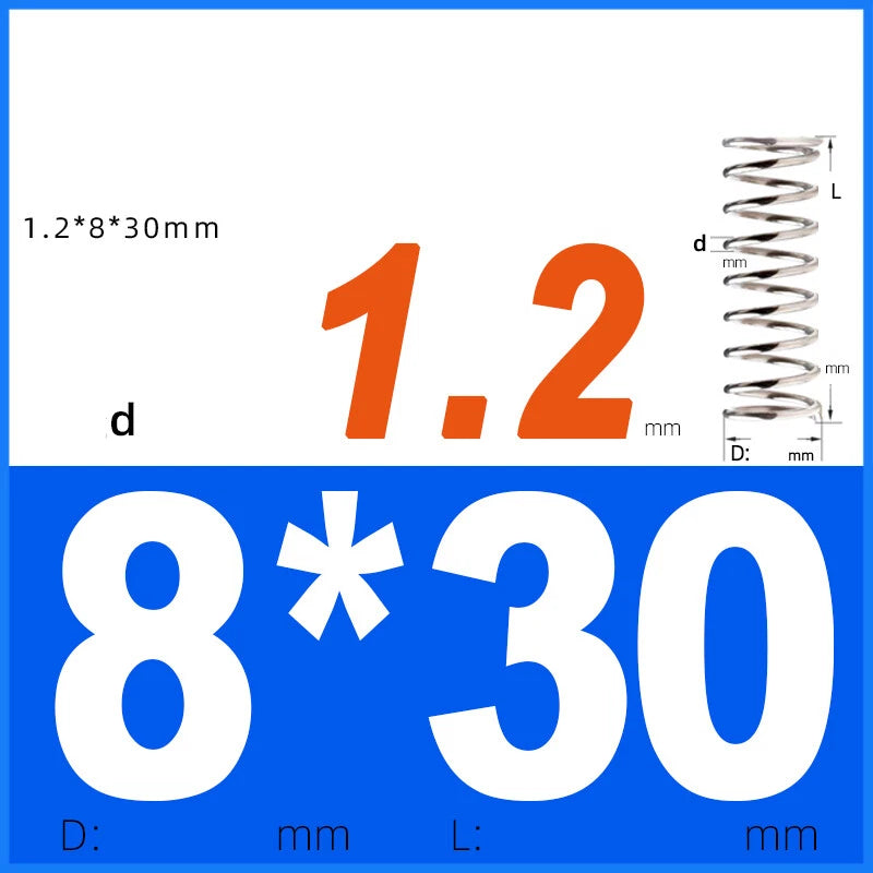 Compression Spring 1.2mm Wire Dia 8mm - 13mm OD Small Pressure Springs
