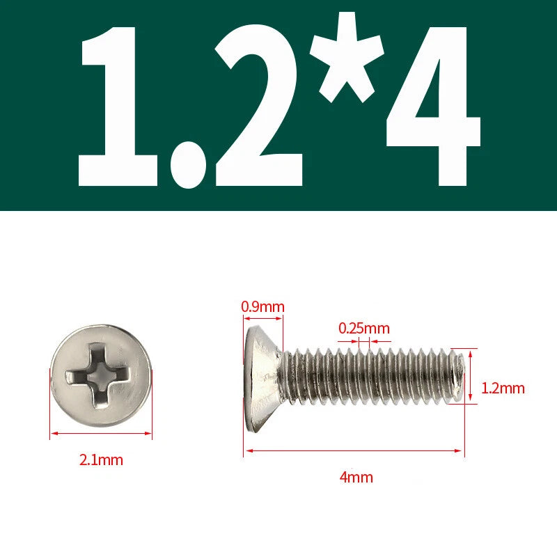 Phillips Machine Screws Countersunk Nickel Plated Steel DIN 965 Flat Head M1~M6