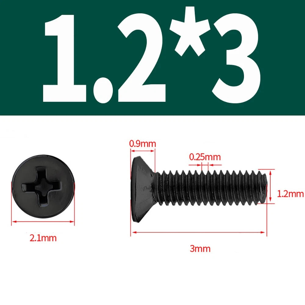 Black Phillips Flat Head Countersunk Machine Screws — Carbon Steel M1–M6