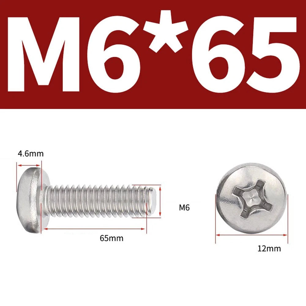 Phillips Pan Head Machine Screws — A4 Marine Grade Stainless Steel, DIN 7985 (M1.6–M10)