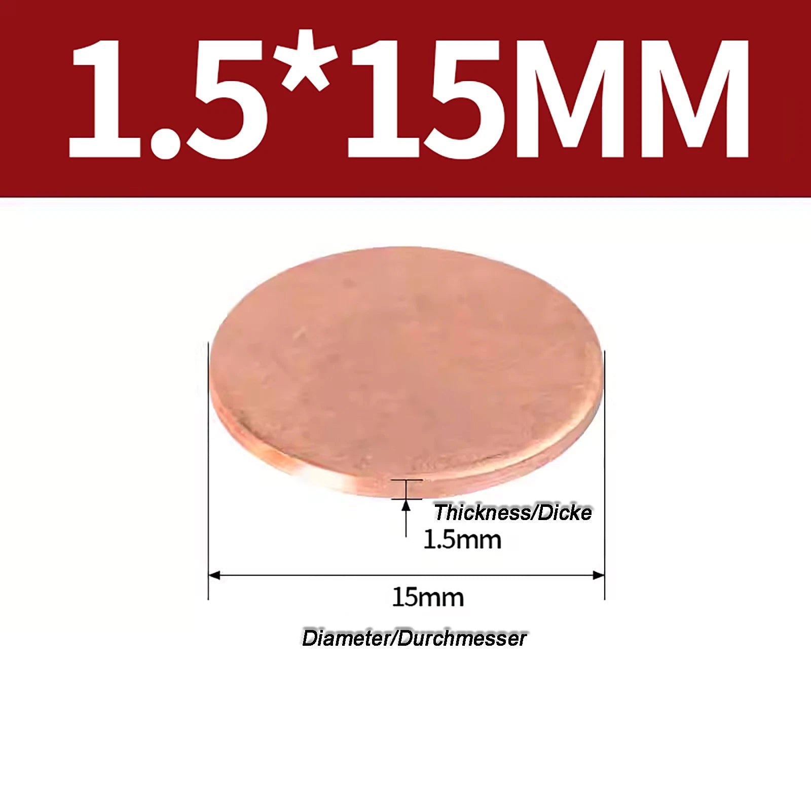 Solid Pure Copper Discs Blanks Round Plate Metal Sheet Thick 0.3~6mm Ø10mm~150mm