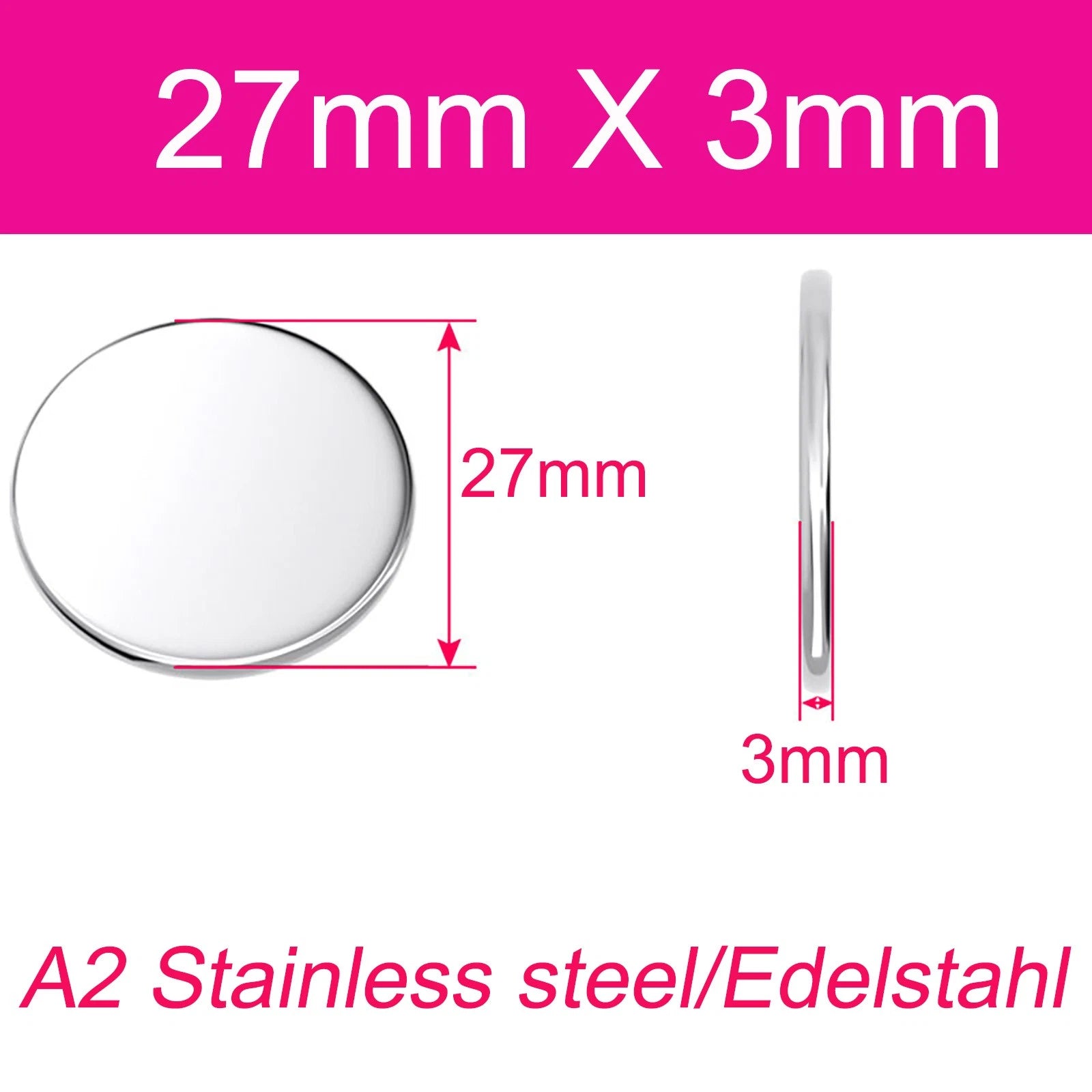 Round Plate A2 Stainless Steel Sheet Plate Thick 1/1.5/2/2.5/3/4/5mm Dia 6-80mm