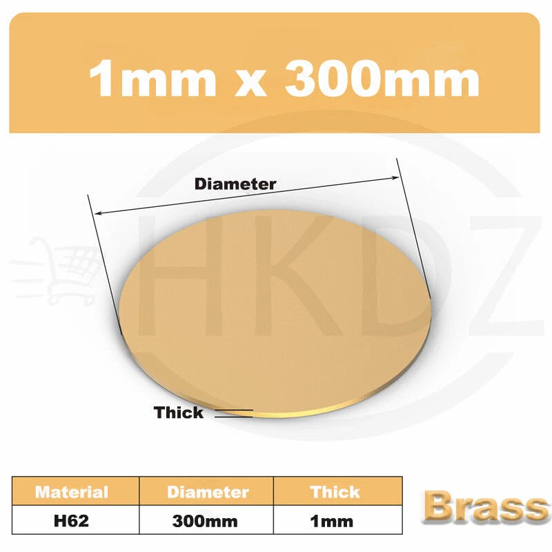 H62 Solid Brass Discs Plate Round Sheets Thickess 0.3mm-3mm Diameters 10-300mm