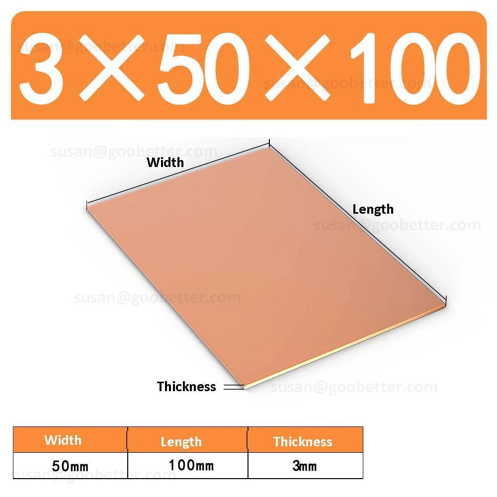 Natural Copper Sheet Metal guillotine cut - 0.3mm to 6.0mm - Multiple Sizes