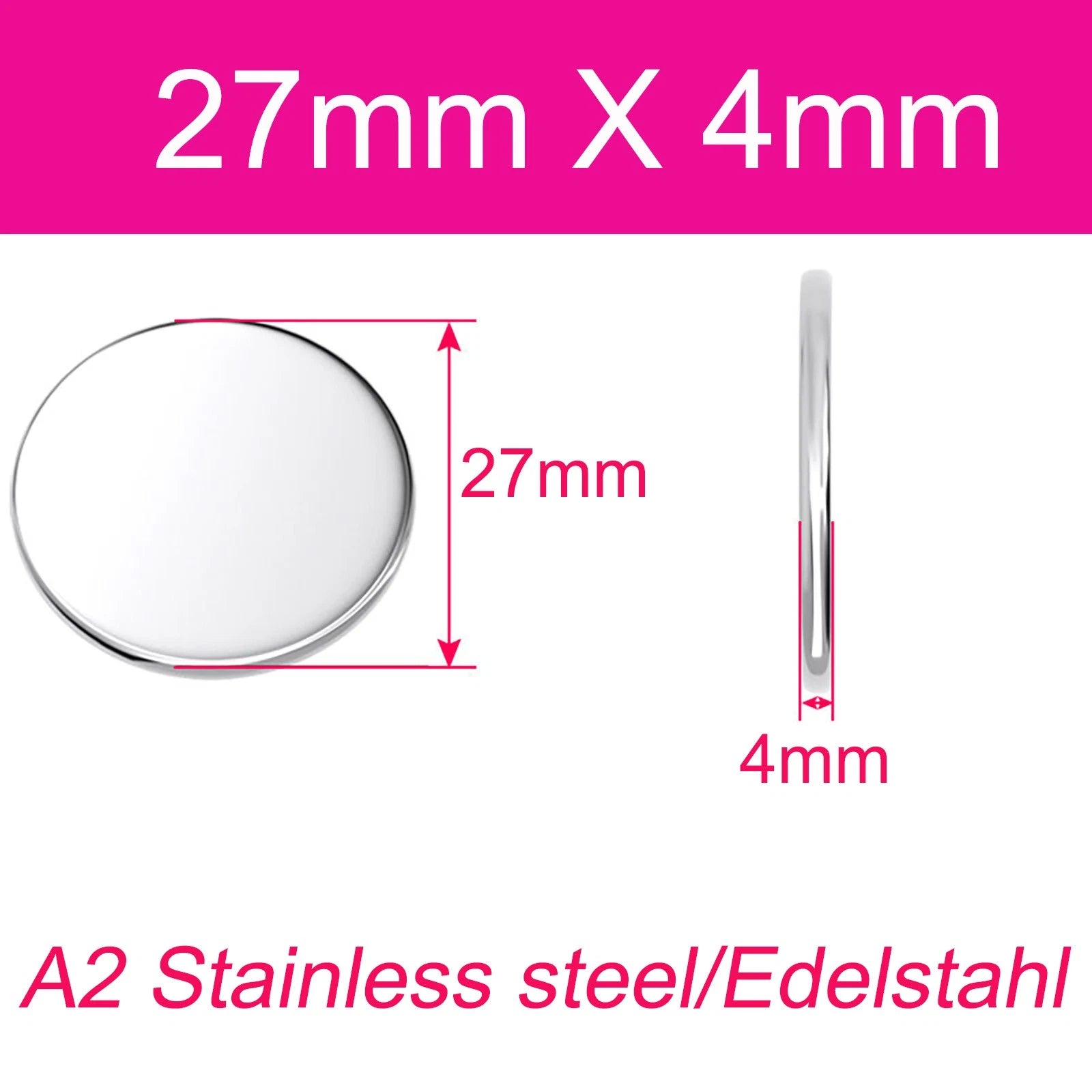Round Plate A2 Stainless Steel Sheet Plate Thick 1/1.5/2/2.5/3/4/5mm Dia 6-80mm