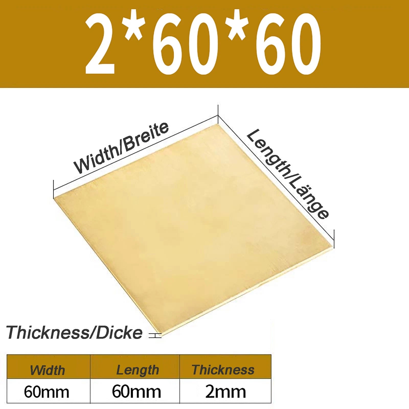 Natural Brass Sheet Metal guillotine cut - 0.3mm - 3.0mm - Multiple Sizes
