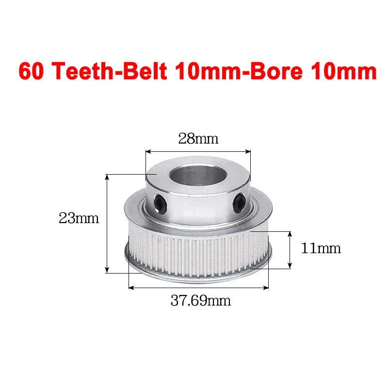 2GT Drive Pulley With Step 16 Tooth - 100 Tooth Bore 4mm - 25mm for 10mm Belt