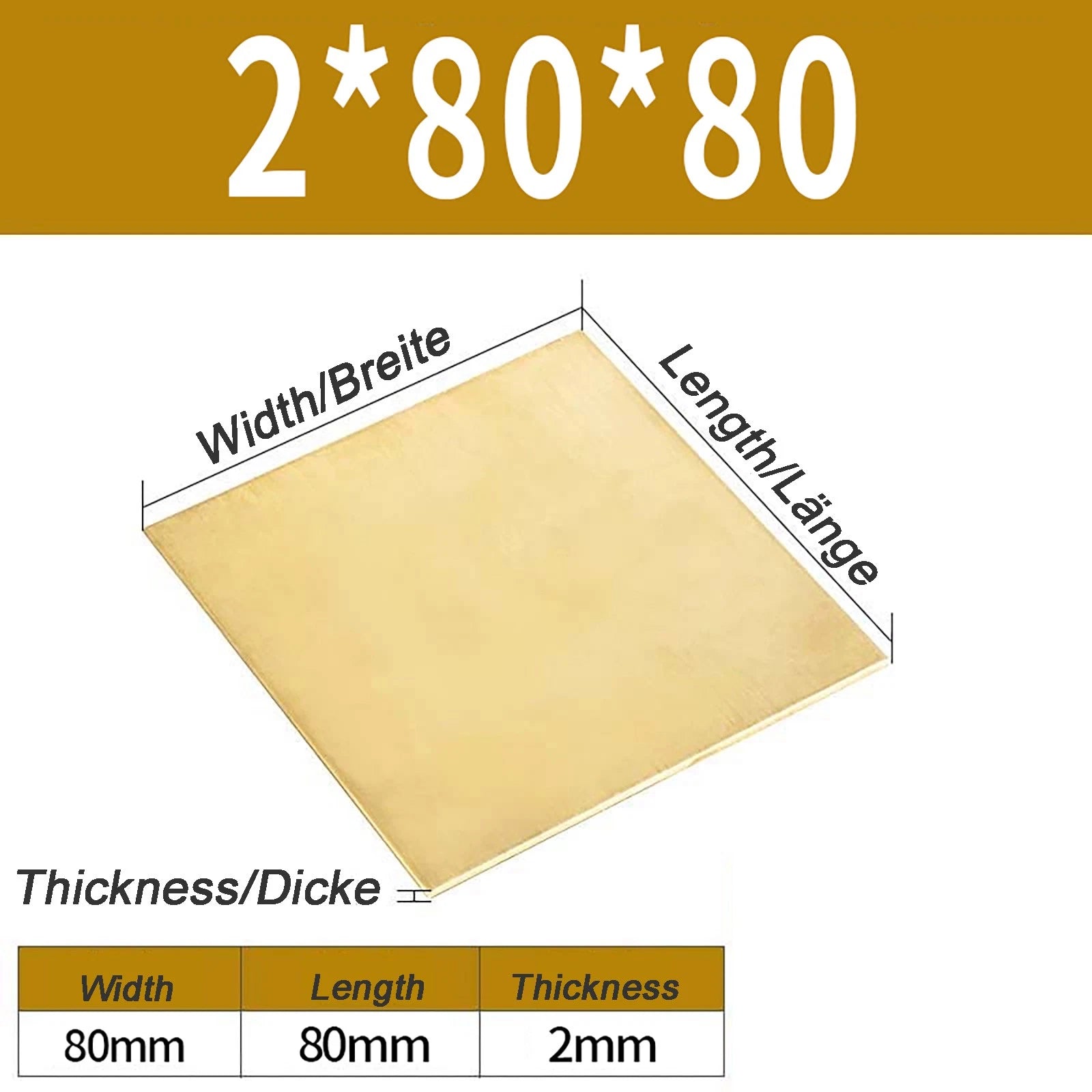 Natural Brass Sheet Metal guillotine cut - 0.3mm - 3.0mm - Multiple Sizes