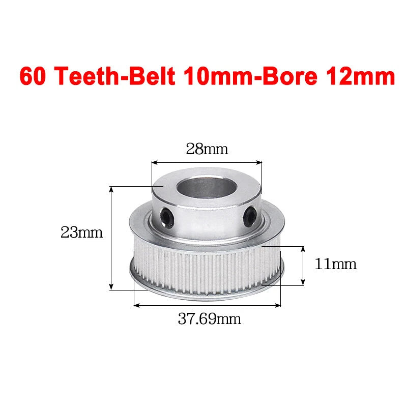 2GT Drive Pulley With Step 16 Tooth - 100 Tooth Bore 4mm - 25mm for 10mm Belt