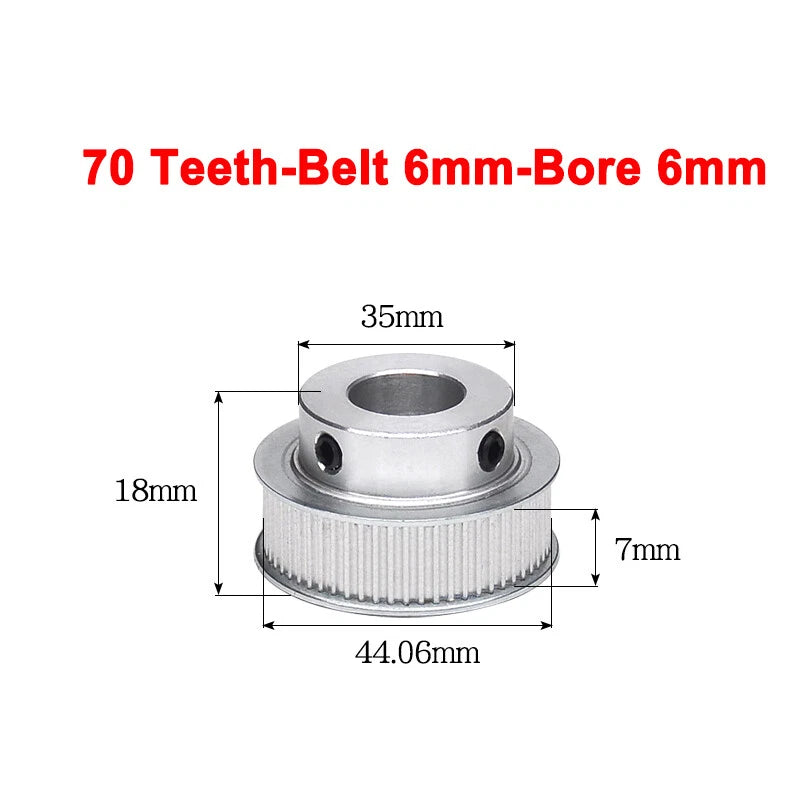 2GT Drive Pulley With Step 16 Tooth - 100 Tooth Bore 4mm - 25mm for 6mm Belt