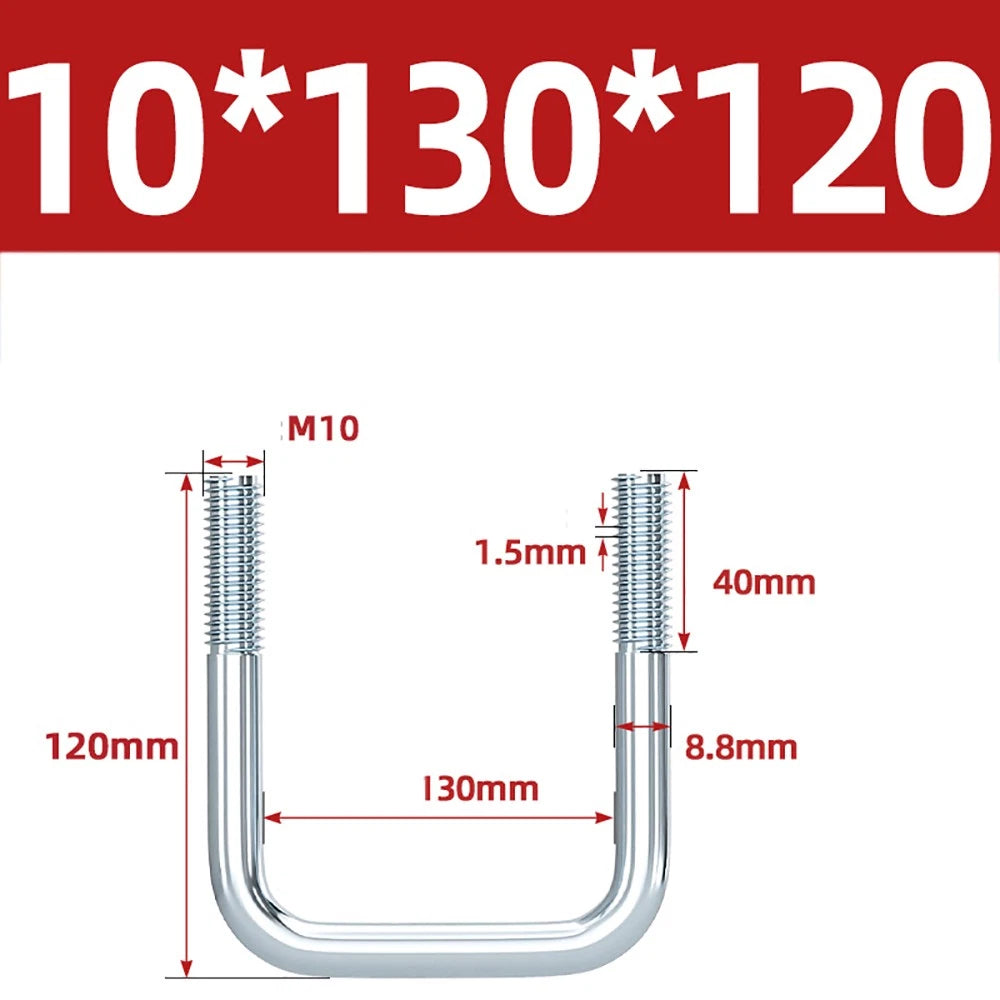 Square U-Bolts Galvanized Carbon Steel Fixing Clamp Bolt M6 M8 M10 M12 M14 M16