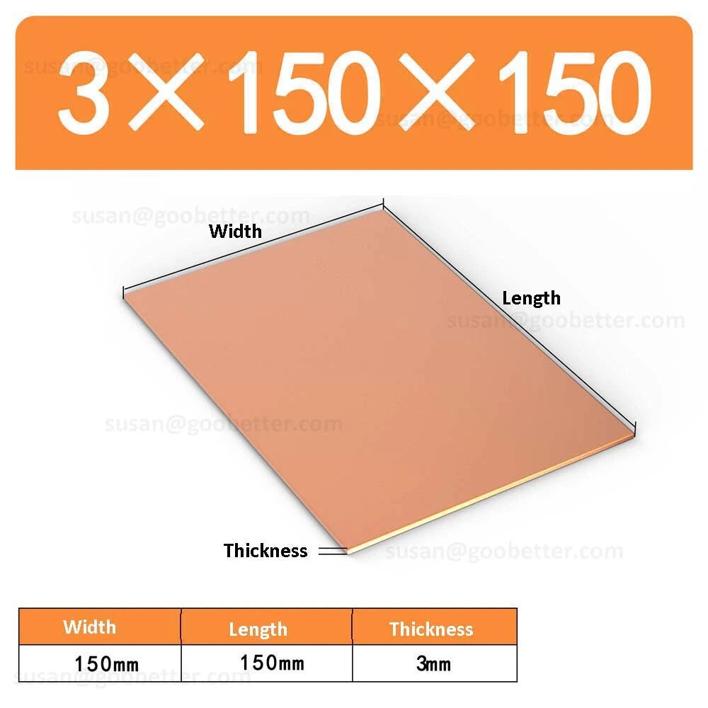 Natural Copper Sheet Metal guillotine cut - 0.3mm to 6.0mm - Multiple Sizes