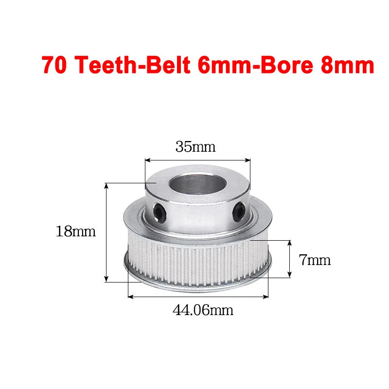 2GT Drive Pulley With Step 16 Tooth - 100 Tooth Bore 4mm - 25mm for 6mm Belt