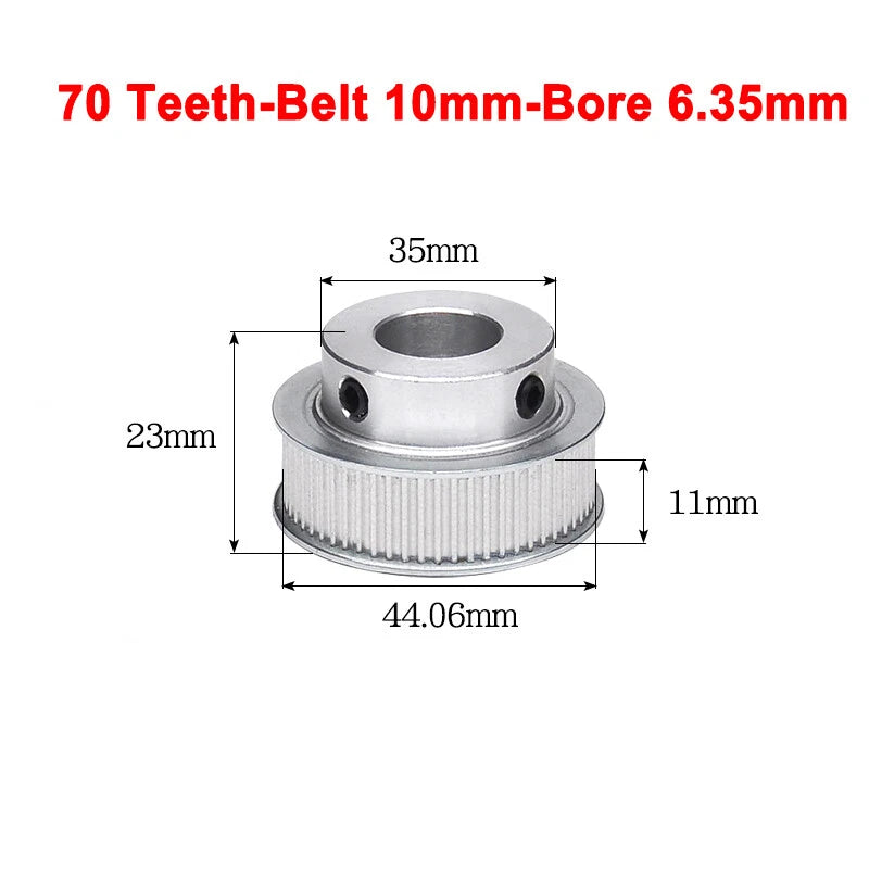 2GT Drive Pulley With Step 16 Tooth - 100 Tooth Bore 4mm - 25mm for 10mm Belt